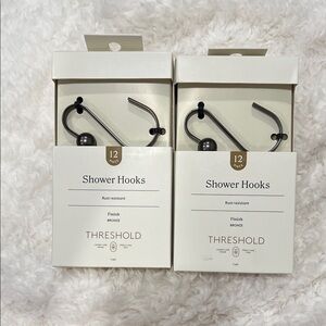 Threshold Bronze Shower Hooks - Brown Tone Finish, 2 boxes of 12 Pack Hooks.
